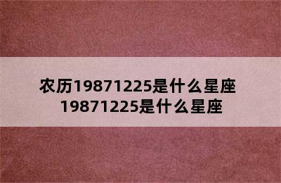 农历19871225是什么星座 19871225是什么星座